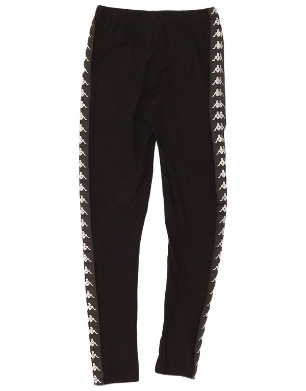 Kappa Womens Graphic Leggings UK 8 Small Schwarze Baumwolle