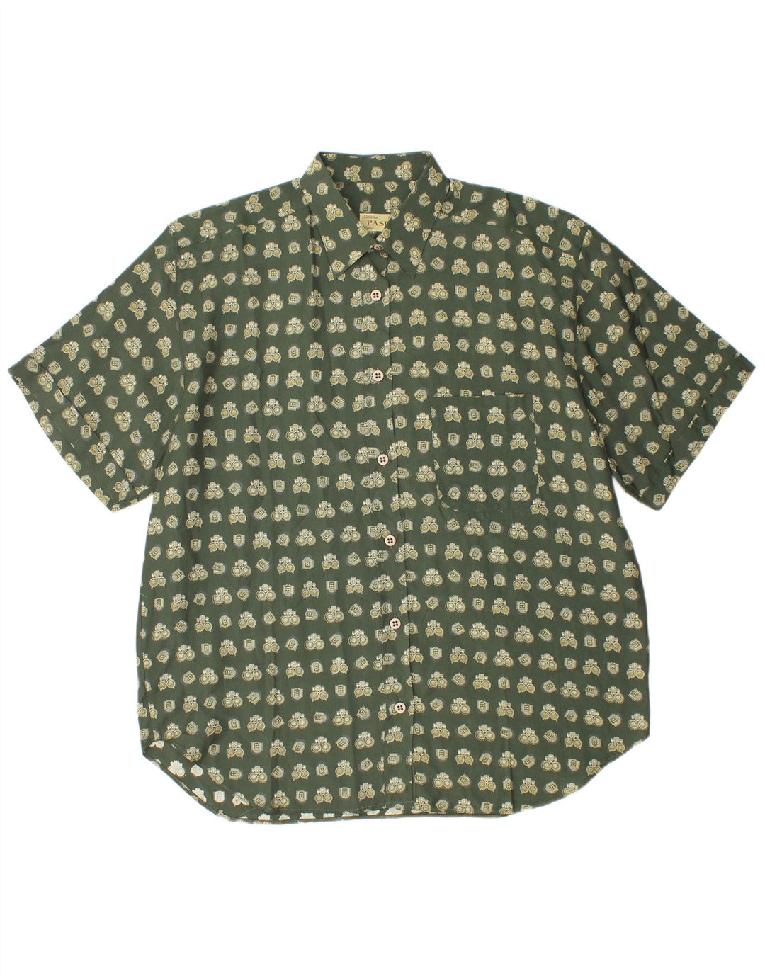 Vintage Damen Übergroßes Hemd mit abstraktem Muster, UK 16, groß, grün, geometrisch