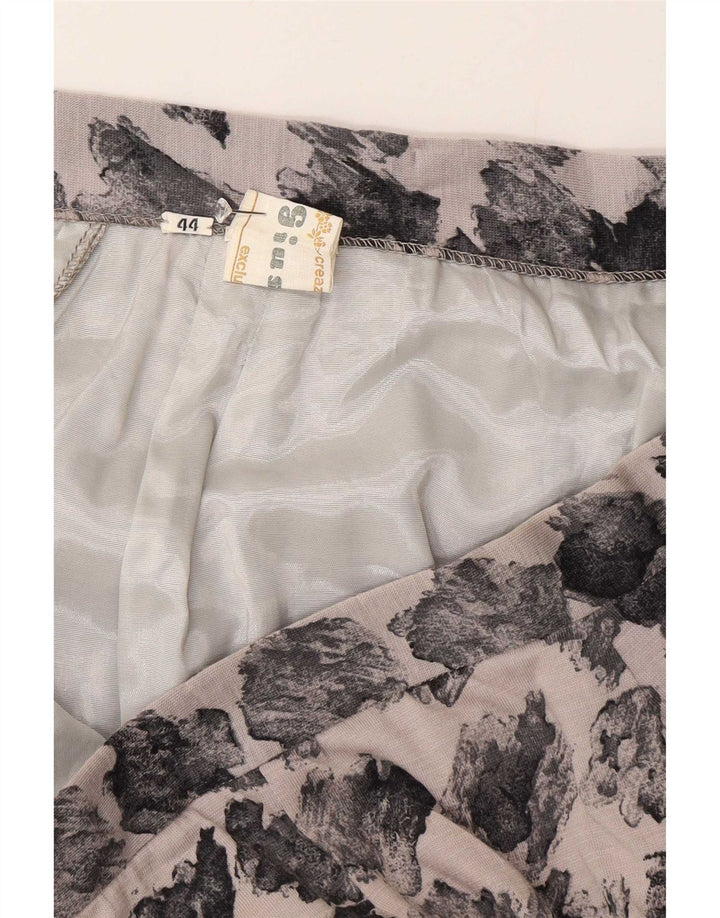 Vintage Damen A-Linienrock mit abstraktem Muster IT 44 Medium W28 Grau