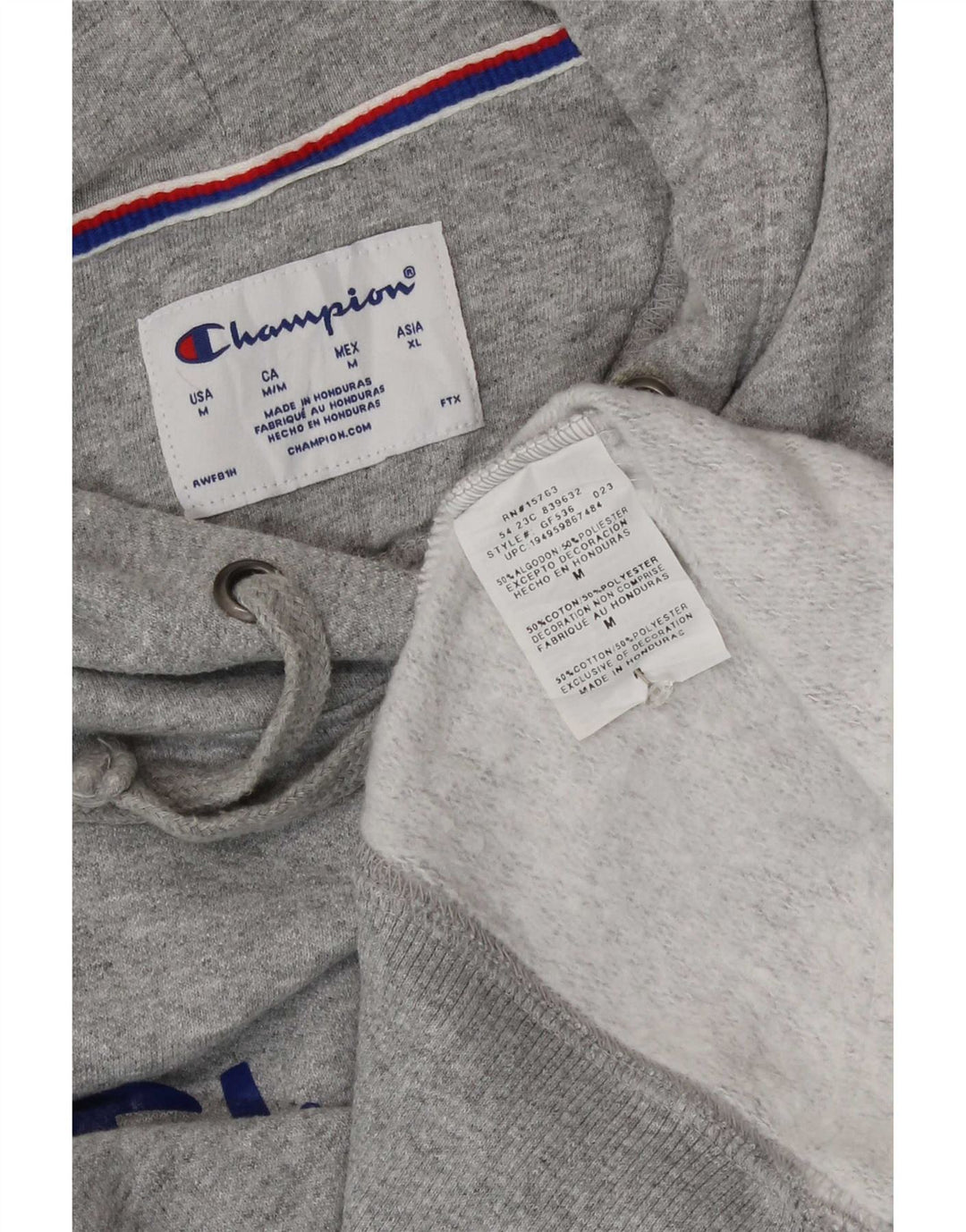 Champion Womens Graphic Oversized Hoodie Pullover UK 14 Mittelgrau meliert