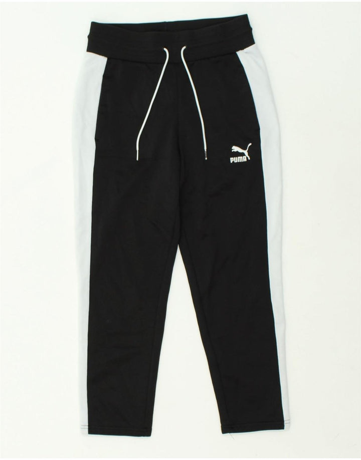PUMA Mens Tracksuit Trousers XS Black Colourblock Cotton | Vintage Puma | Thrift | Second-Hand Puma | Used Clothing | Messina Hembry 