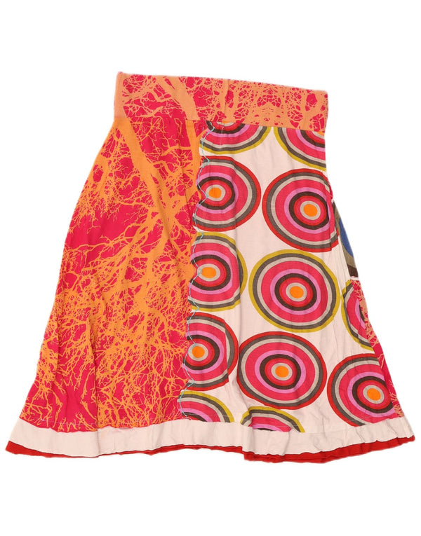 Desigual Damen Grafik-A-Linien-Rock, Größe S, Größe S, Rosa, Blumenmuster, Baumwolle