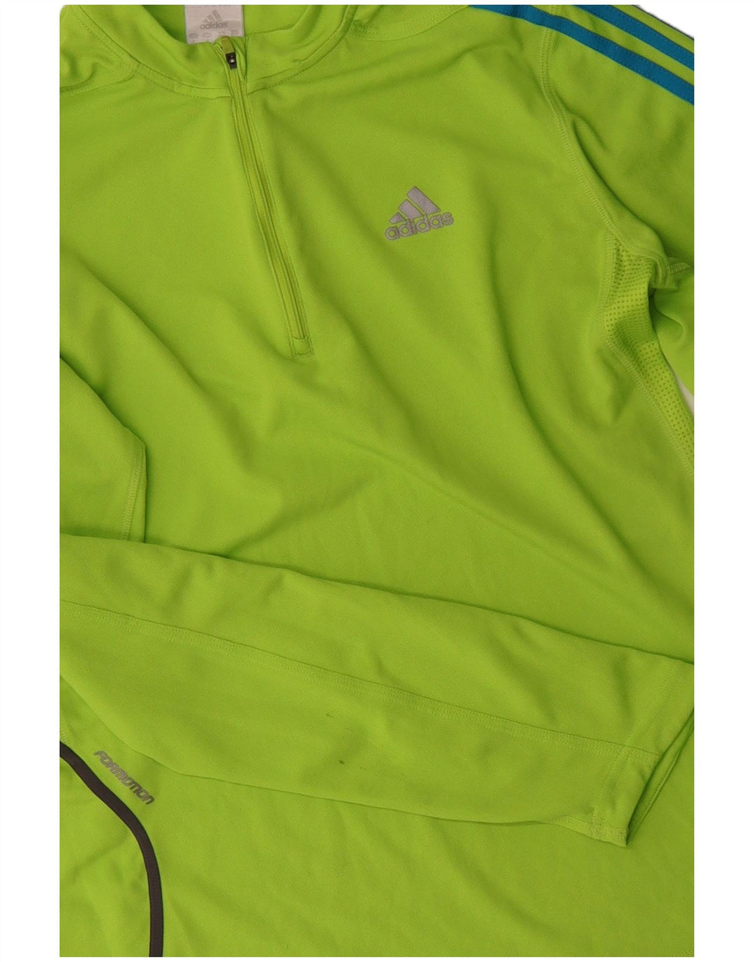 ADIDAS Herren-Pullover-Trainingsanzugoberteil mit Reißverschluss und Halsausschnitt, mittelgrünes Polyester