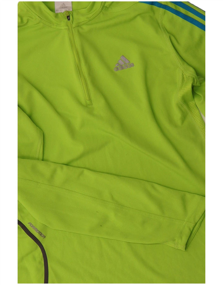 ADIDAS Herren-Pullover-Trainingsanzugoberteil mit Reißverschluss und Halsausschnitt, mittelgrünes Polyester