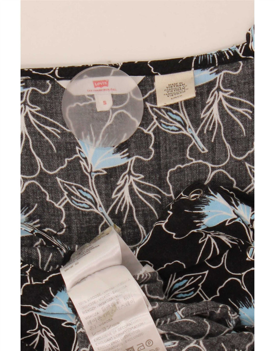 Levi's Damen ärmelloser Playsuit UK 10 Small Schwarz geblümte Viskose