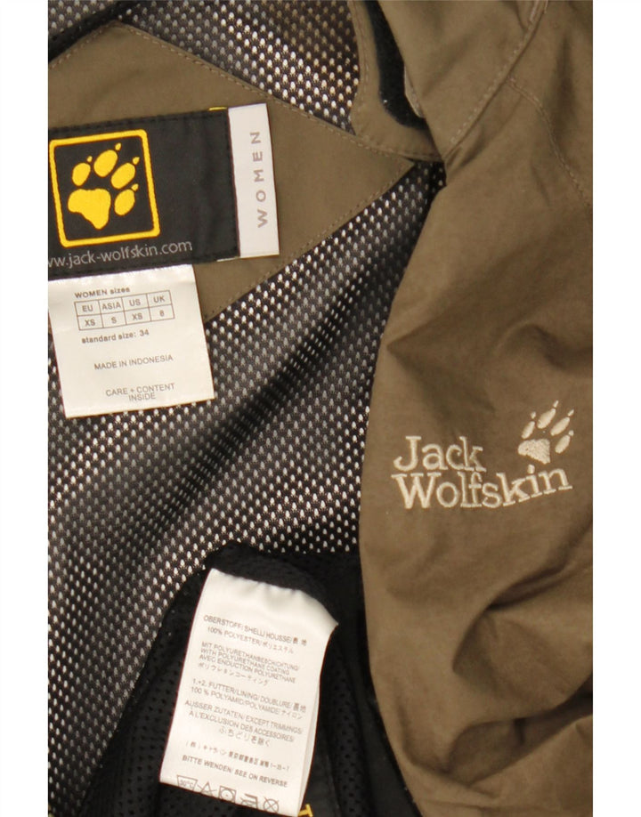 Jack Wolfskin Damen Regenjacke mit Kapuze, UK 8, Größe S, Khaki, Polyester