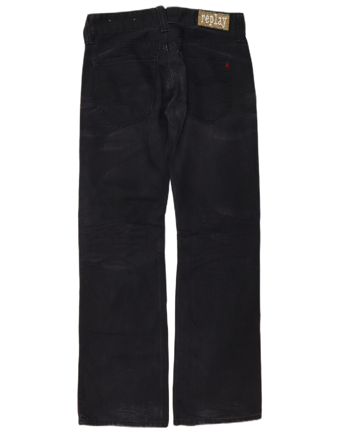 Replay Damen Bootcut Jeans W30 L32 Schwarze Baumwolle