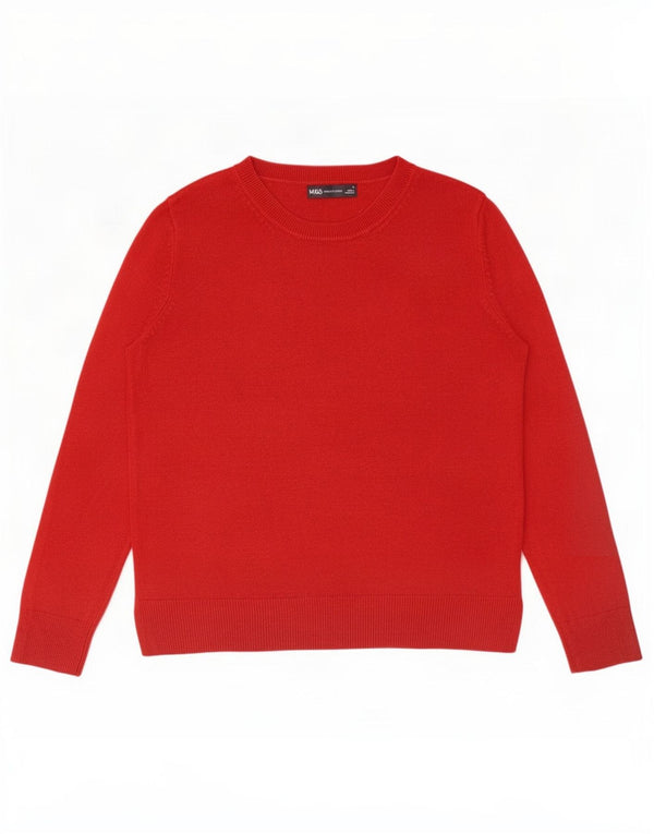 Marks & Spencer Damen-Pullover mit Rundhalsausschnitt, UK 12, Mittelrot, Acryl
