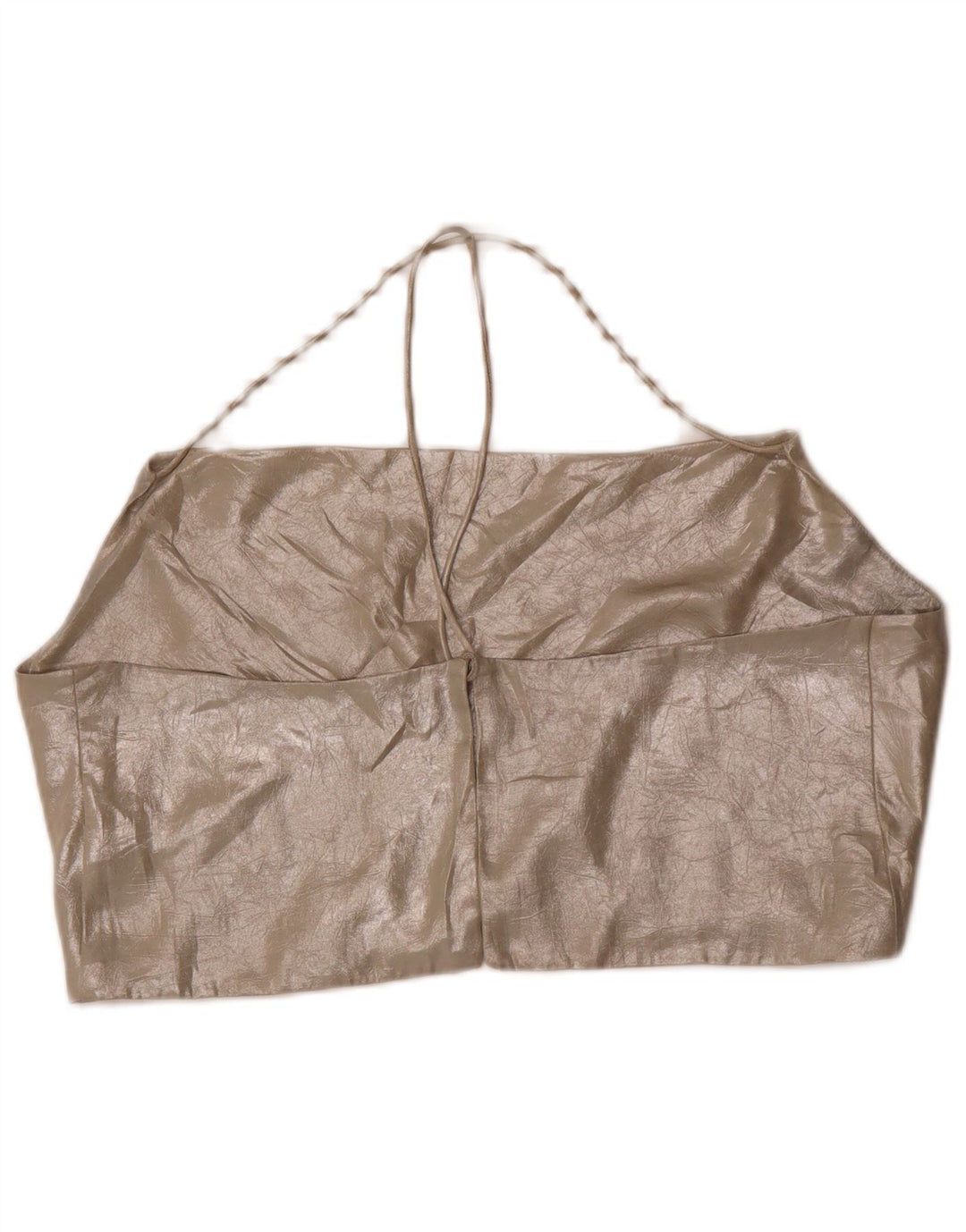 Zara Damen Crop Neckholder Top UK 18 XL Gold Polyester