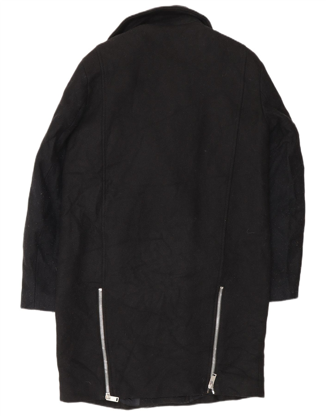 Zara Damen Mantel UK 14 Mittelschwarze Wolle