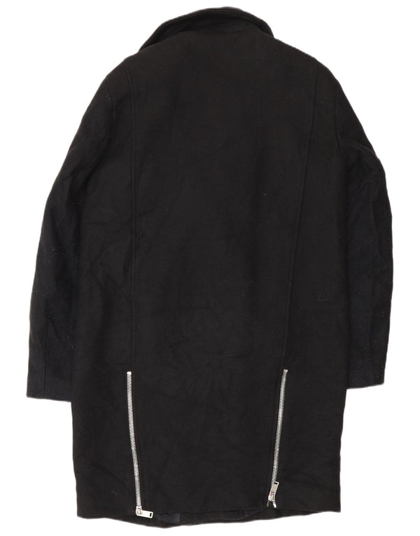 Zara Womens Overcoat UK 14 Medium Black Wool
