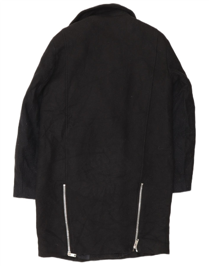 Zara Damen Mantel UK 14 Mittelschwarze Wolle