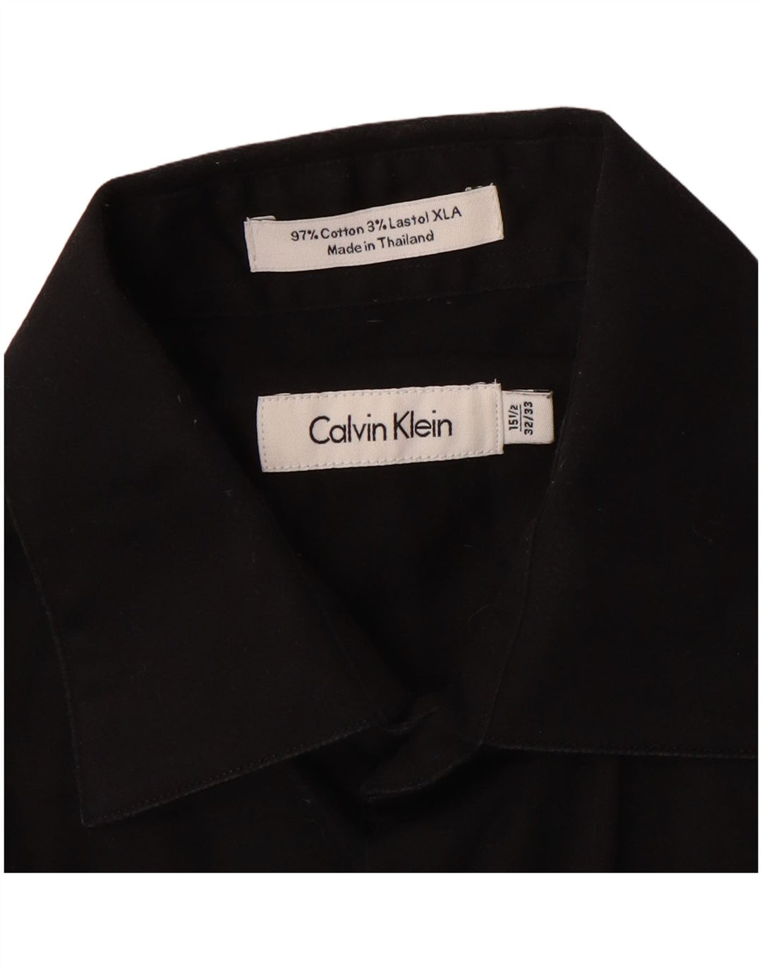 Calvin Klein Herrenhemd Größe 15 1/2 Mittelschwarze Baumwolle