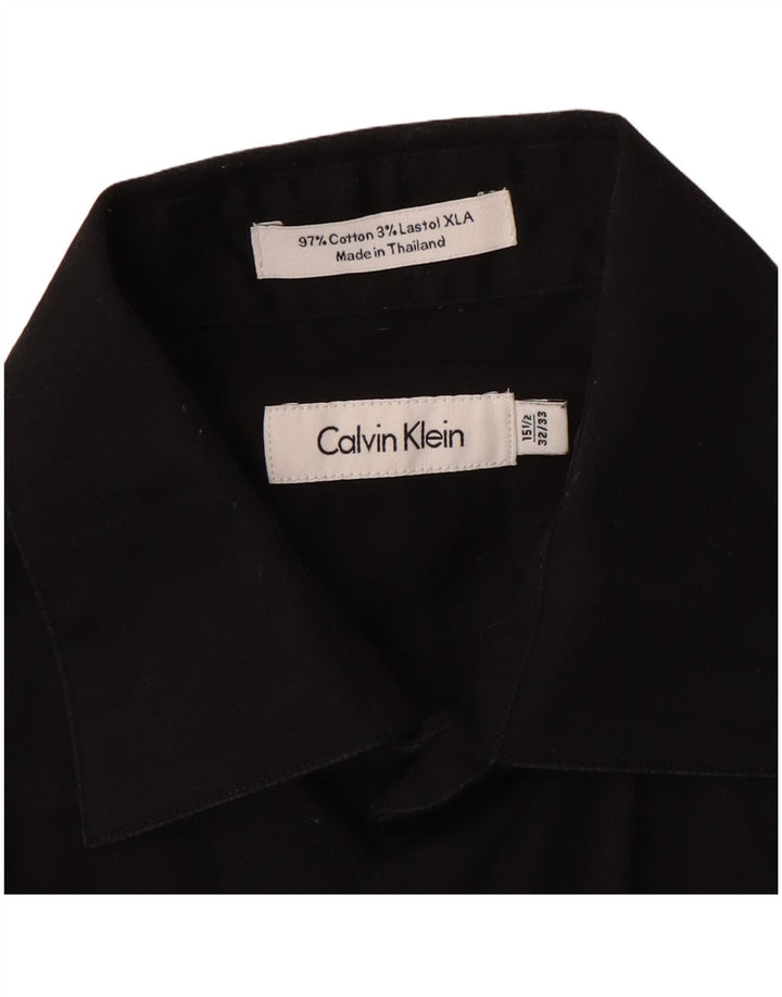 Calvin Klein Herrenhemd Größe 15 1/2 Mittelschwarze Baumwolle