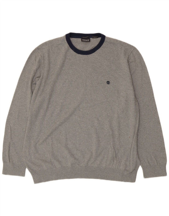 TIMBERLAND Herren-Pullover mit Rundhalsausschnitt, 3XL, graue Baumwolle