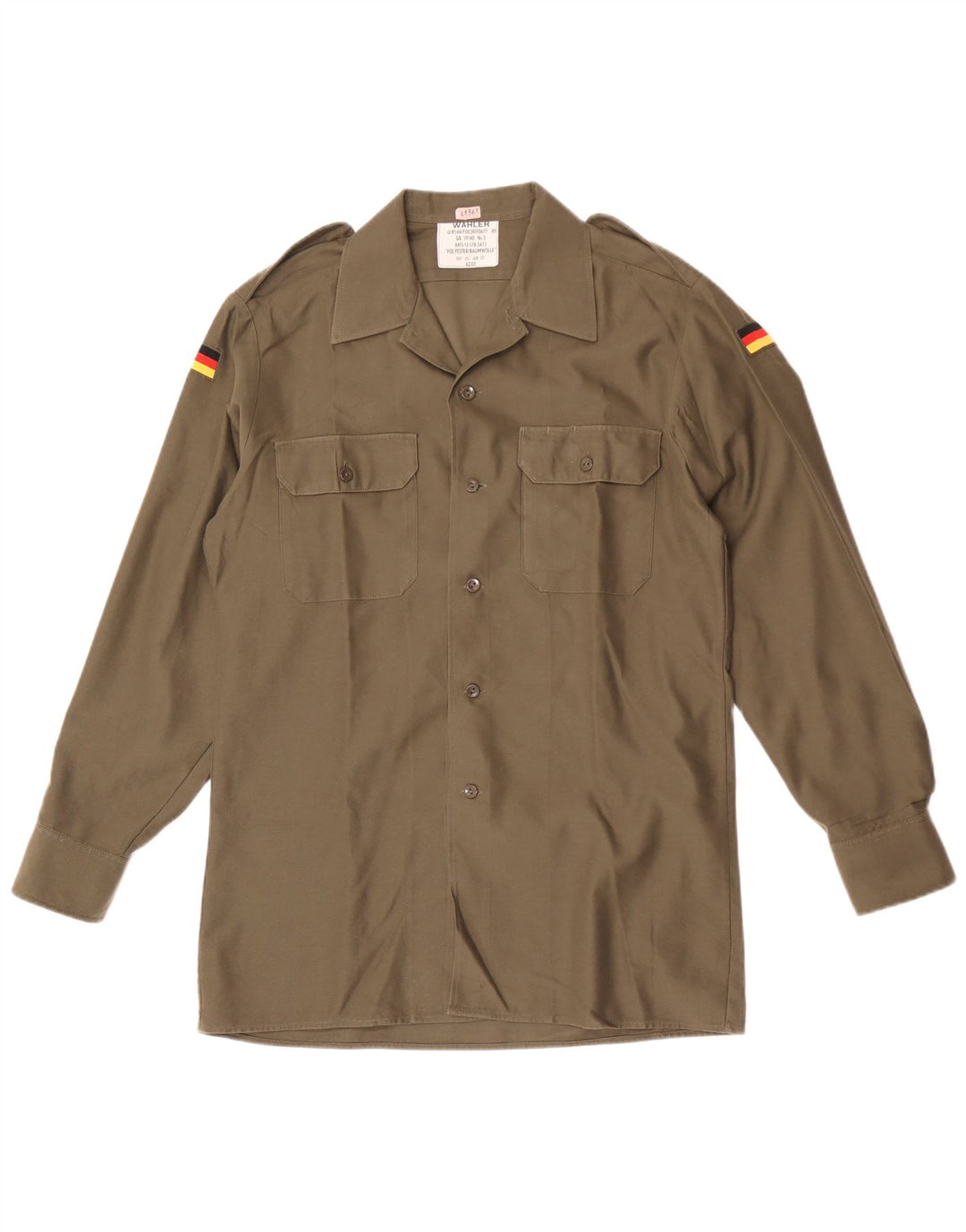Vintage Herren Militärhemd Größe 39/40 Medium Khaki Polyester