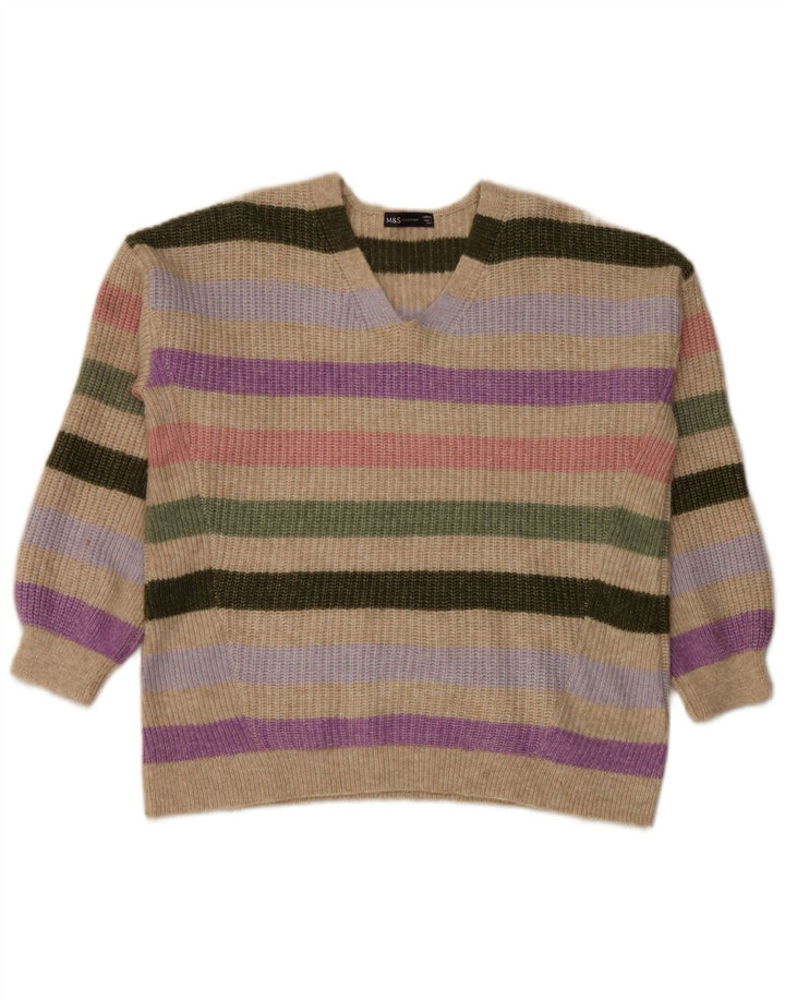 Marks & Spencer Damen-Pullover mit V-Ausschnitt, UK 16, Größe L, mehrfarbig