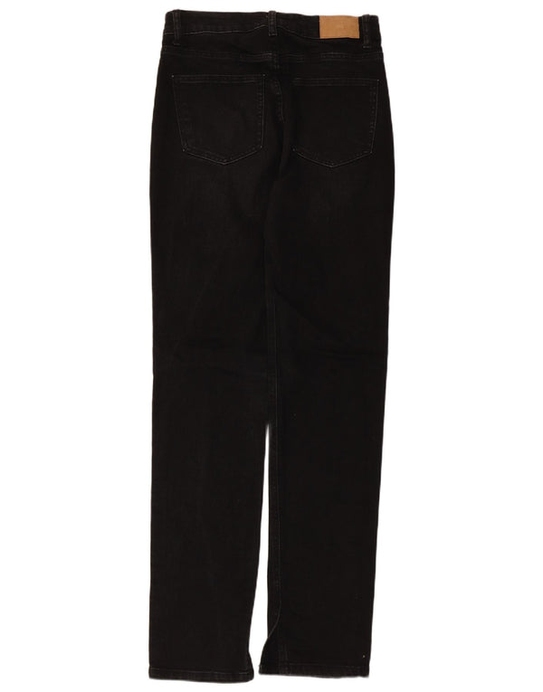 Zara Damen-Jeans mit hoher Taille, gerade, EU 38, Größe S, W28, L31, schwarze Baumwolle