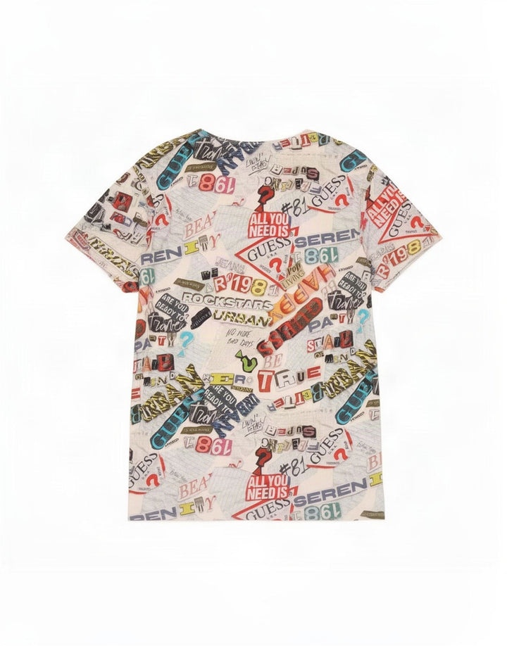 Guess Grafik-Top für Jungen, langärmelig, 11–12 Jahre, mehrfarbig, Patchwork
