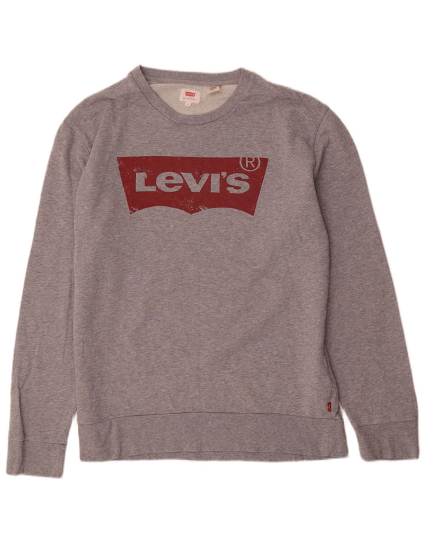 Levi's Mens Graphic Sweatshirt Jumper Large Grey Flecked Cotton