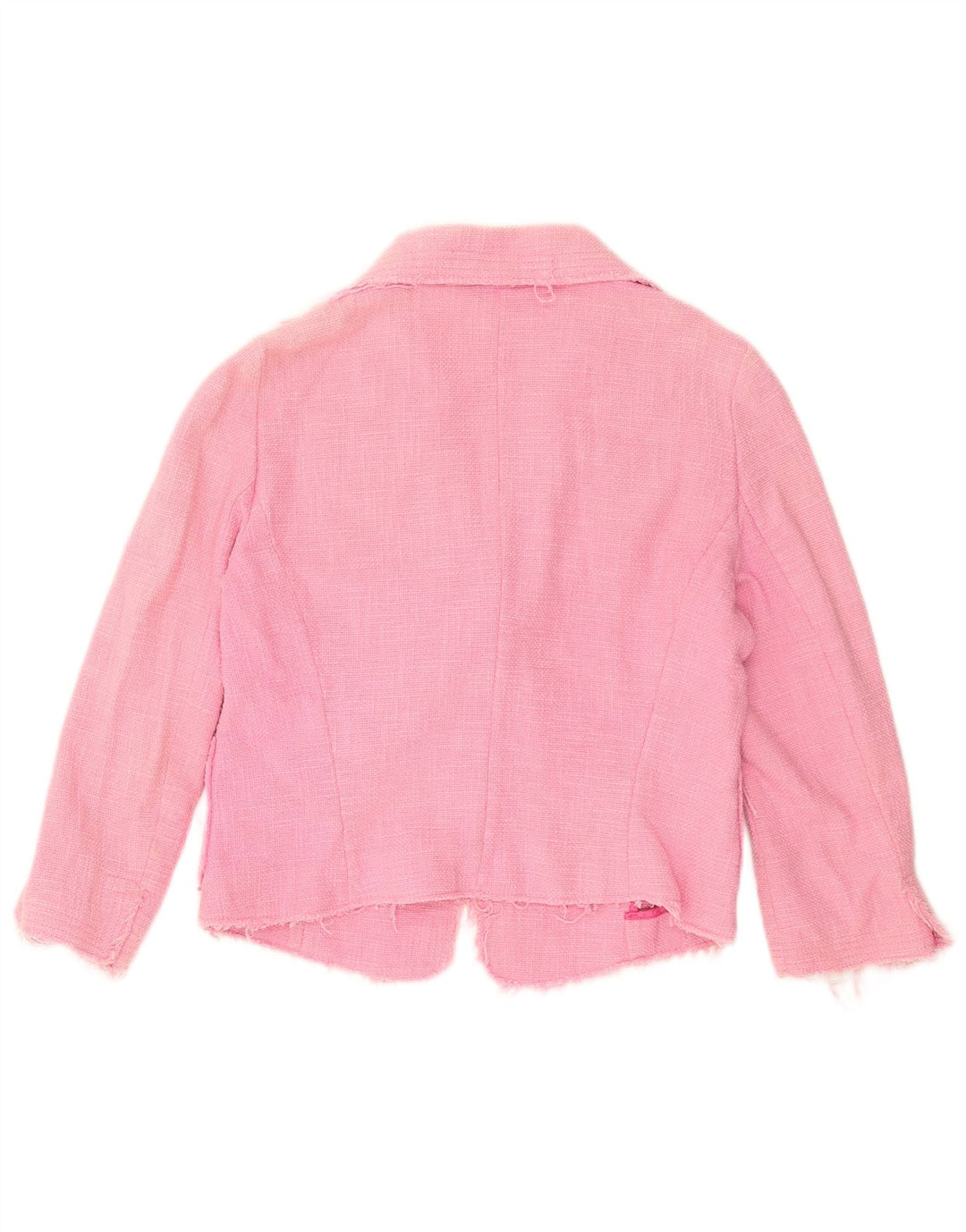 Zara Damen Crop 1-Knopf-Blazerjacke EU 42 Große rosa Baumwolle