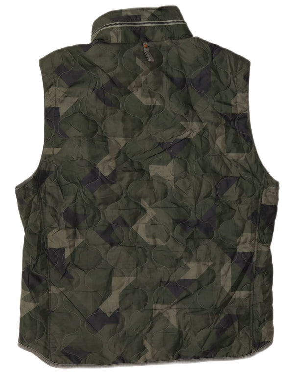 G-Star Herren-Steppweste mit Kapuze, UK 44, 2XL, grünes Camouflage-Polyester