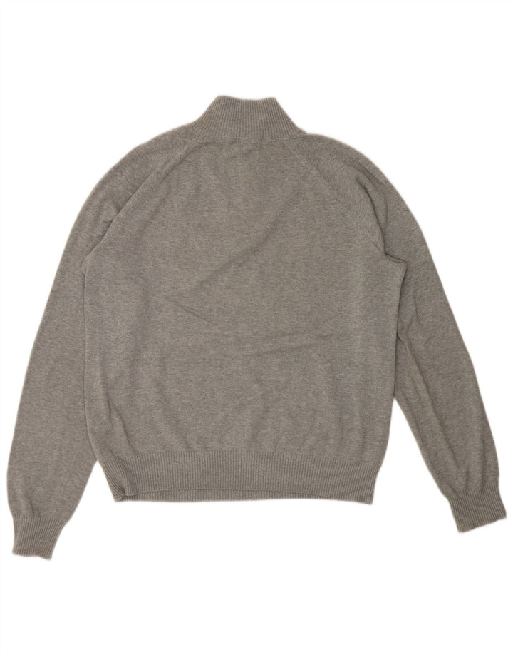 Timberland Herren-Pullover mit normaler Passform und Reißverschluss, Größe L, aus grauer Baumwolle