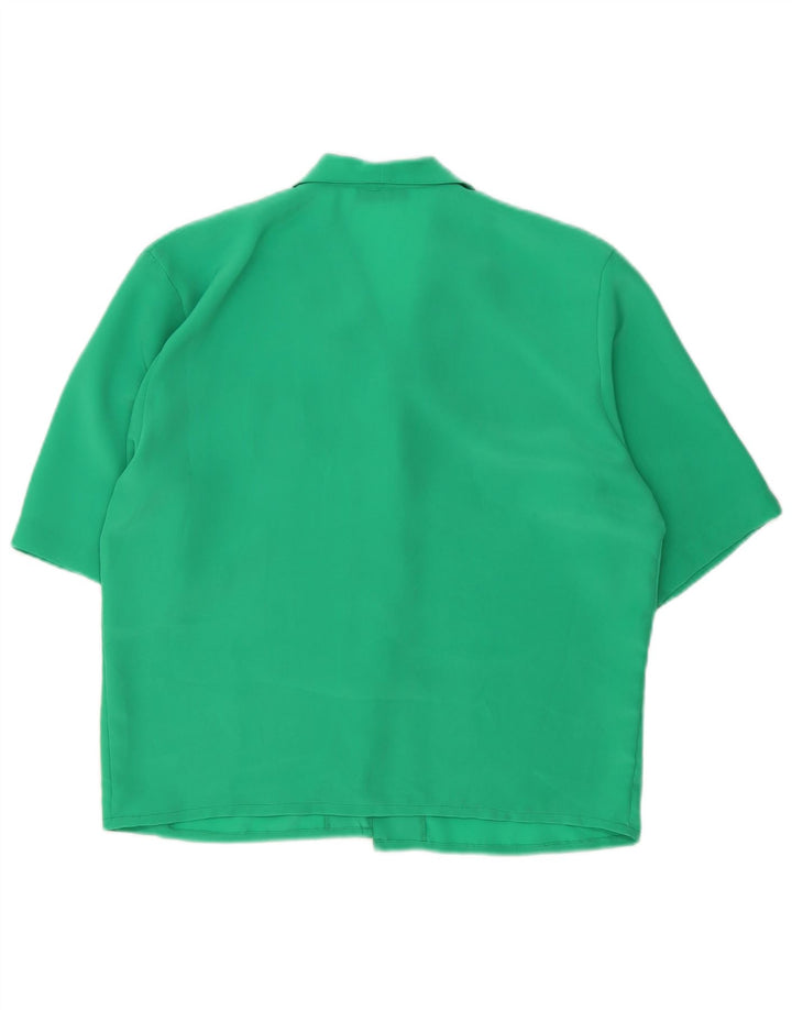 Marcello Cioni Damen Kurzarm-Hemdbluse IT 44 Mittelgrün