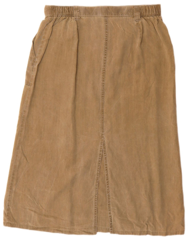 Marks & Spencer Damen Jeansrock mit hoher Taille, UK 14, Größe L W32, Khaki, Lyocell