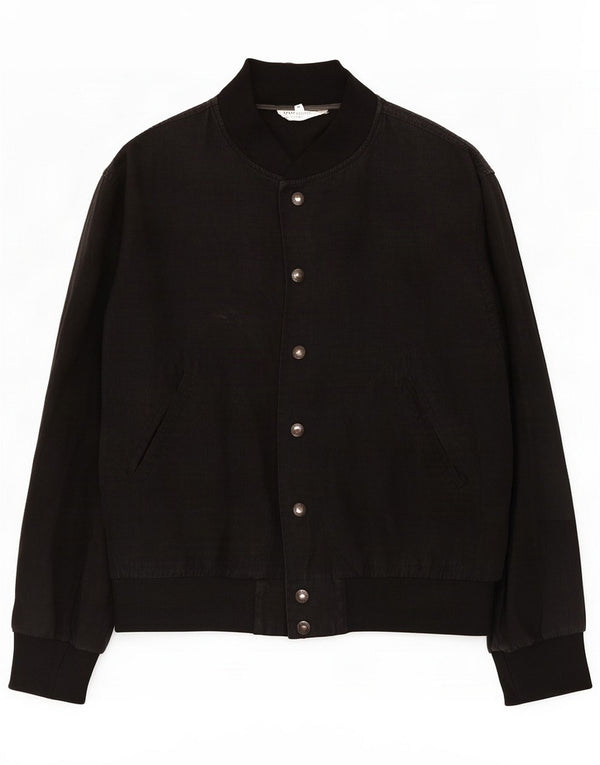 Iceberg Mens Graphic Bomber Jacket IT 48 Medium Black Linen