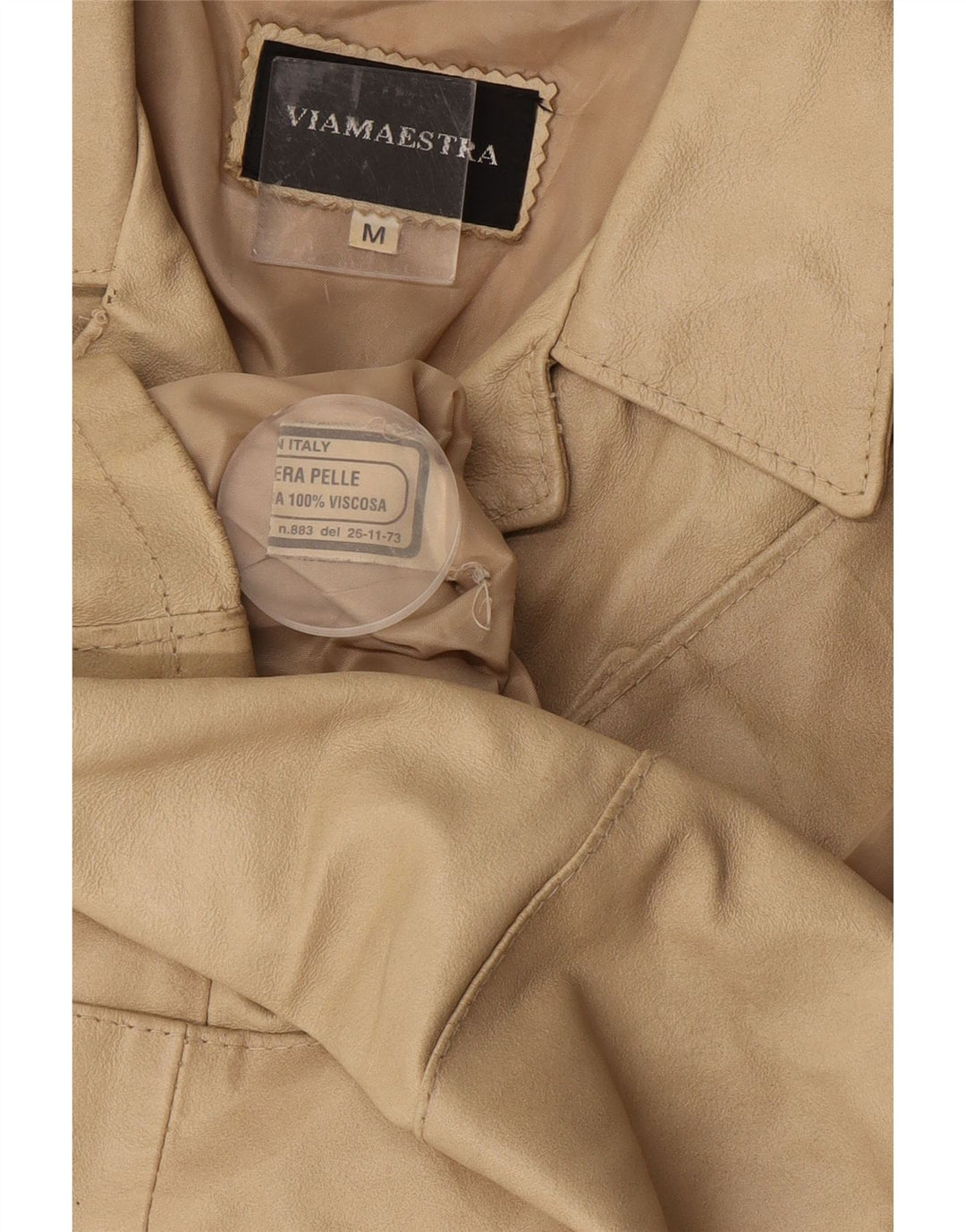Viamaestra Damen Lederjacke UK 12 Medium Beige Leder