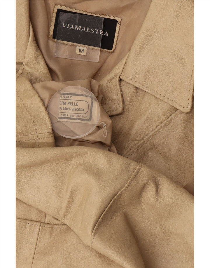 Viamaestra Damen Lederjacke UK 12 Medium Beige Leder