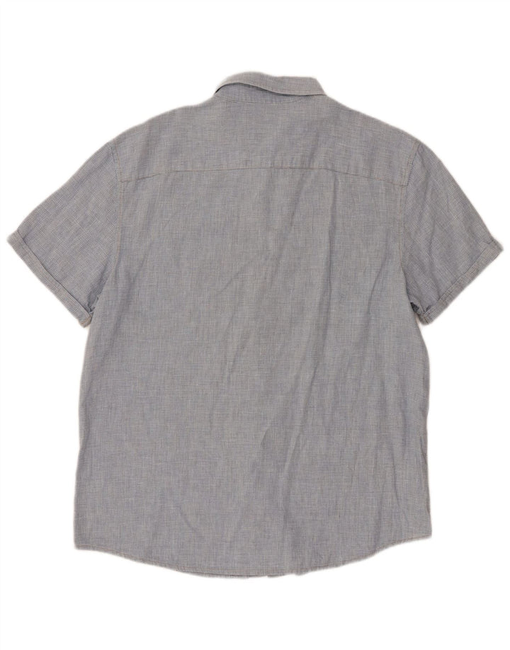 Penguin Herren Heritage Kurzarm-Slim-Fit-Hemd, Größe L, Blau