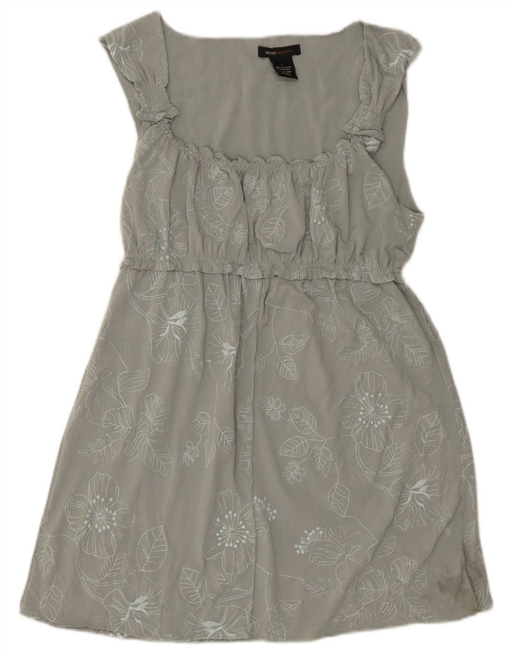 BCBGMAXAZRIA Damen-Tunika-Oberteil, UK-Größe 44, Größe L, grünes Blumenmuster, Polyester