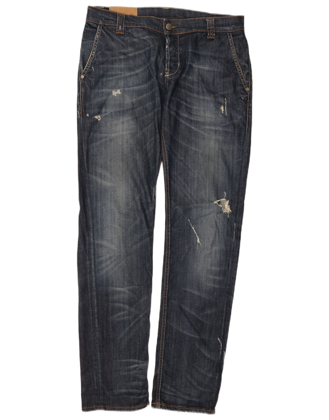 Dondup Herren Distressed Straight Jeans W34 L33 Blau