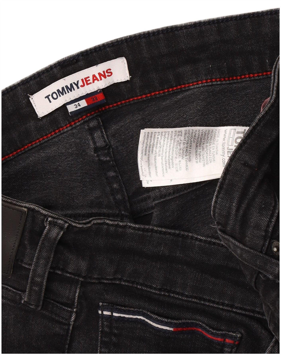 Tommy Hilfiger Herren Slim Jeans W34 L29 Schwarz Baumwolle