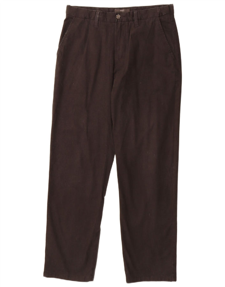 Marks & Spencer Herren-Chinohose mit normaler Passform, W32, L31, schwarze Baumwolle
