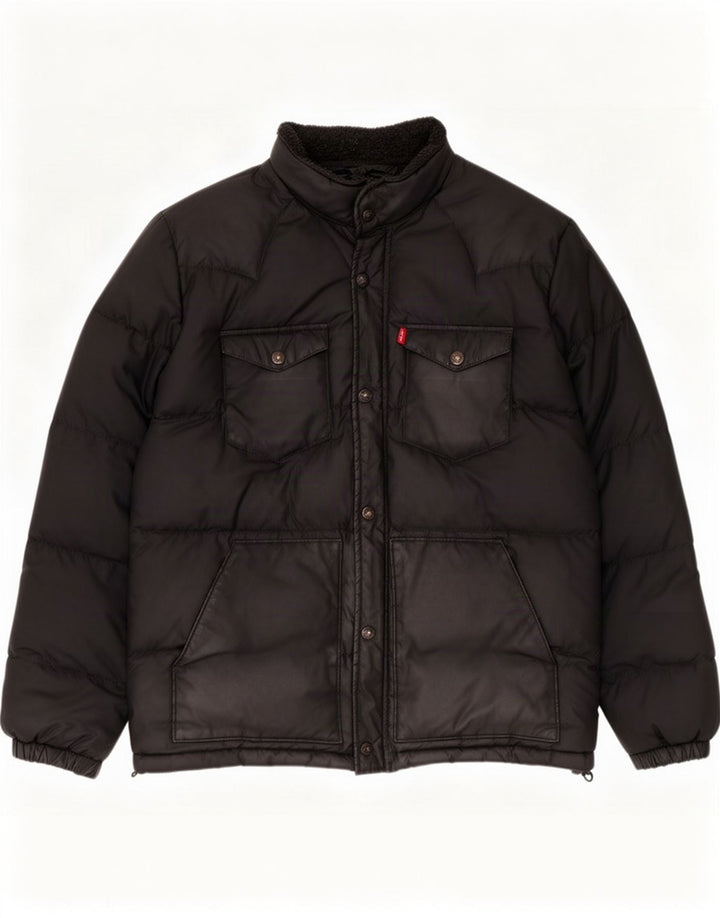 Levi's Herren Regular Fit gepolsterte Jacke UK 40 Large Schwarz Polyester