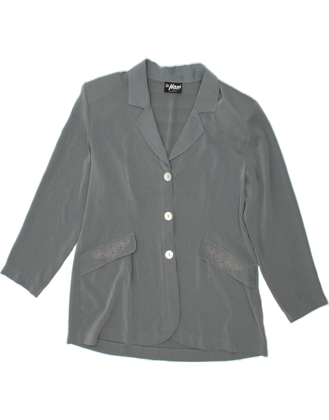 VINTAGE Womens 3 Button Blazer Jacket UK 18 XL Grey Polyester Vintage Vintage and Second-Hand Vintage from Messina Hembry 