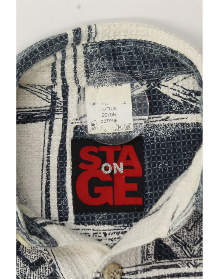 VINTAGE Herren-Kurzarmhemd, mittelgroß, mehrfarbig, Patchwork-Baumwolle