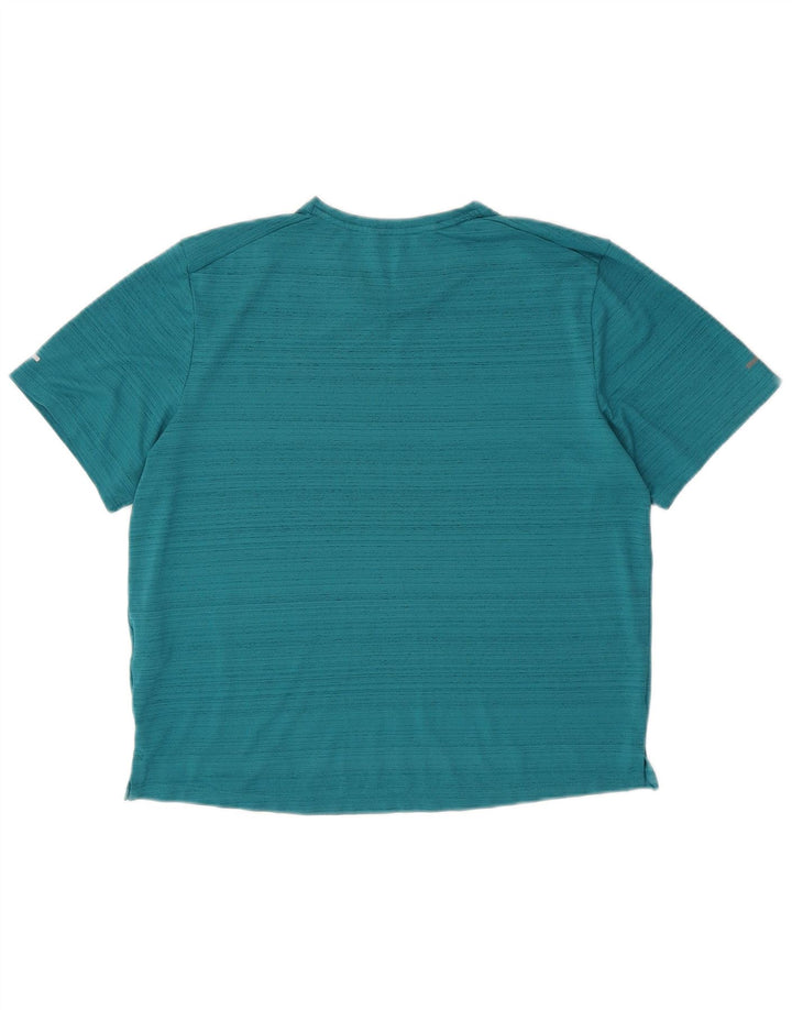 Nike Damen Dri Fit T-Shirt Top UK 14 Mitteltürkis geflecktes Polyester