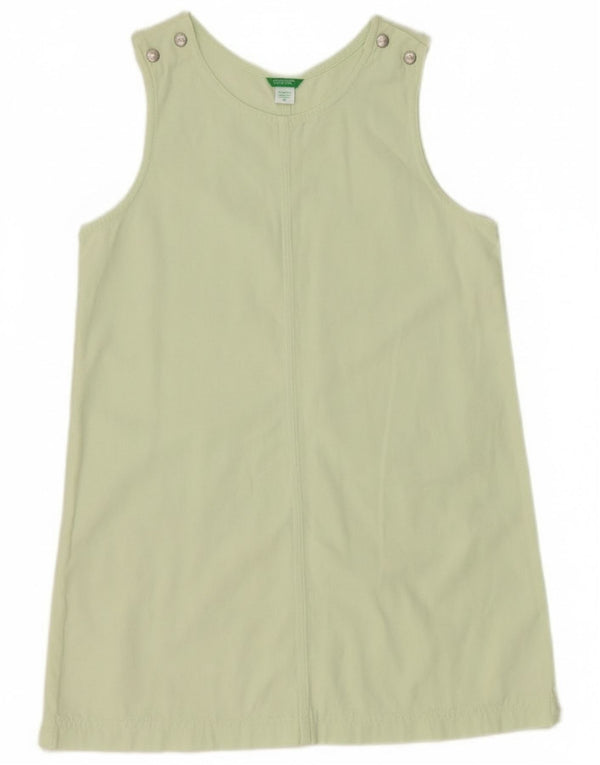 Benetton Ärmelloses Etuikleid für Mädchen, 11–12 Jahre, grüne Baumwolle