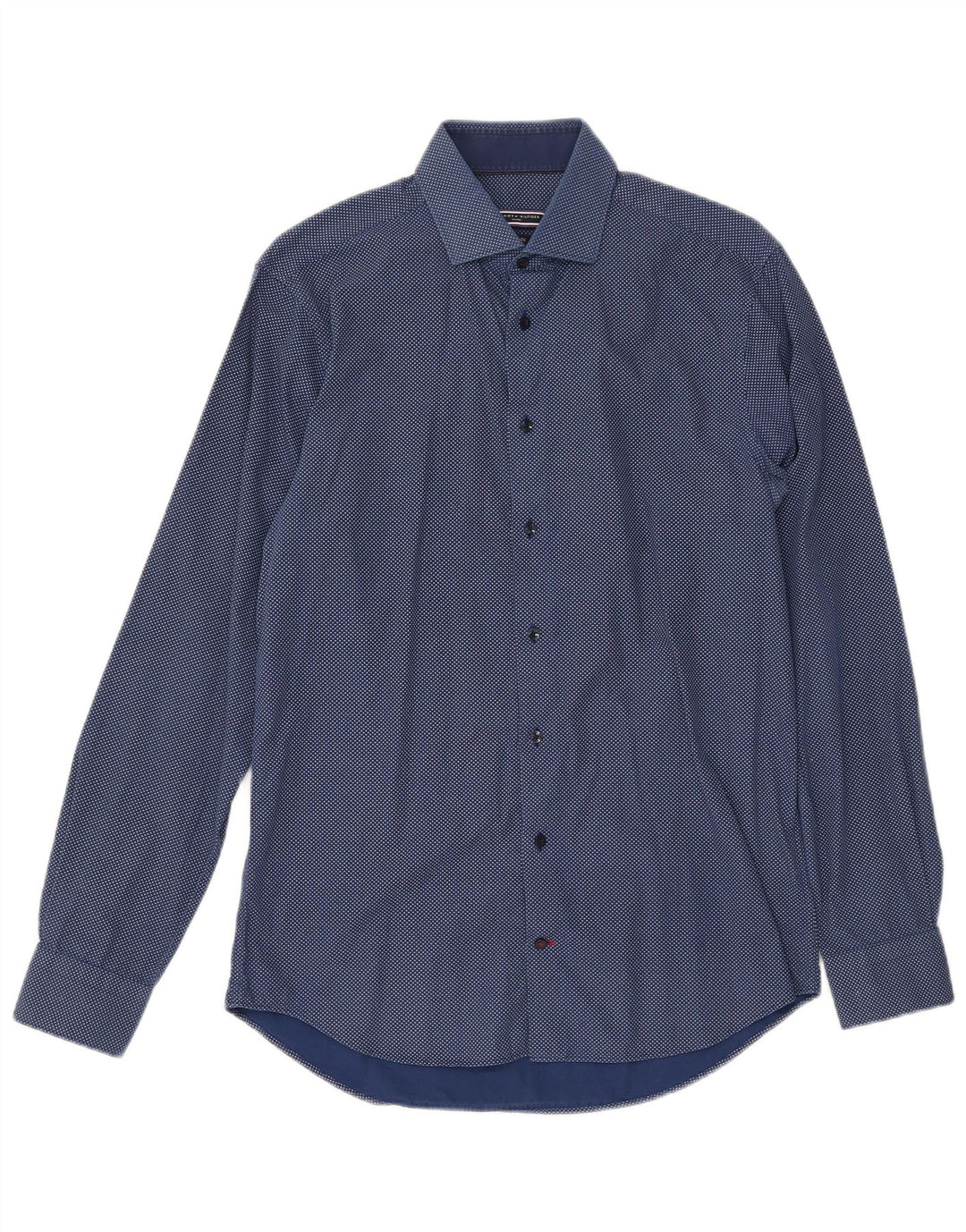 TOMMY HILFIGER Herren-Hemd mit abstraktem Muster, Größe 15 1/2 39, mittleres Marineblau