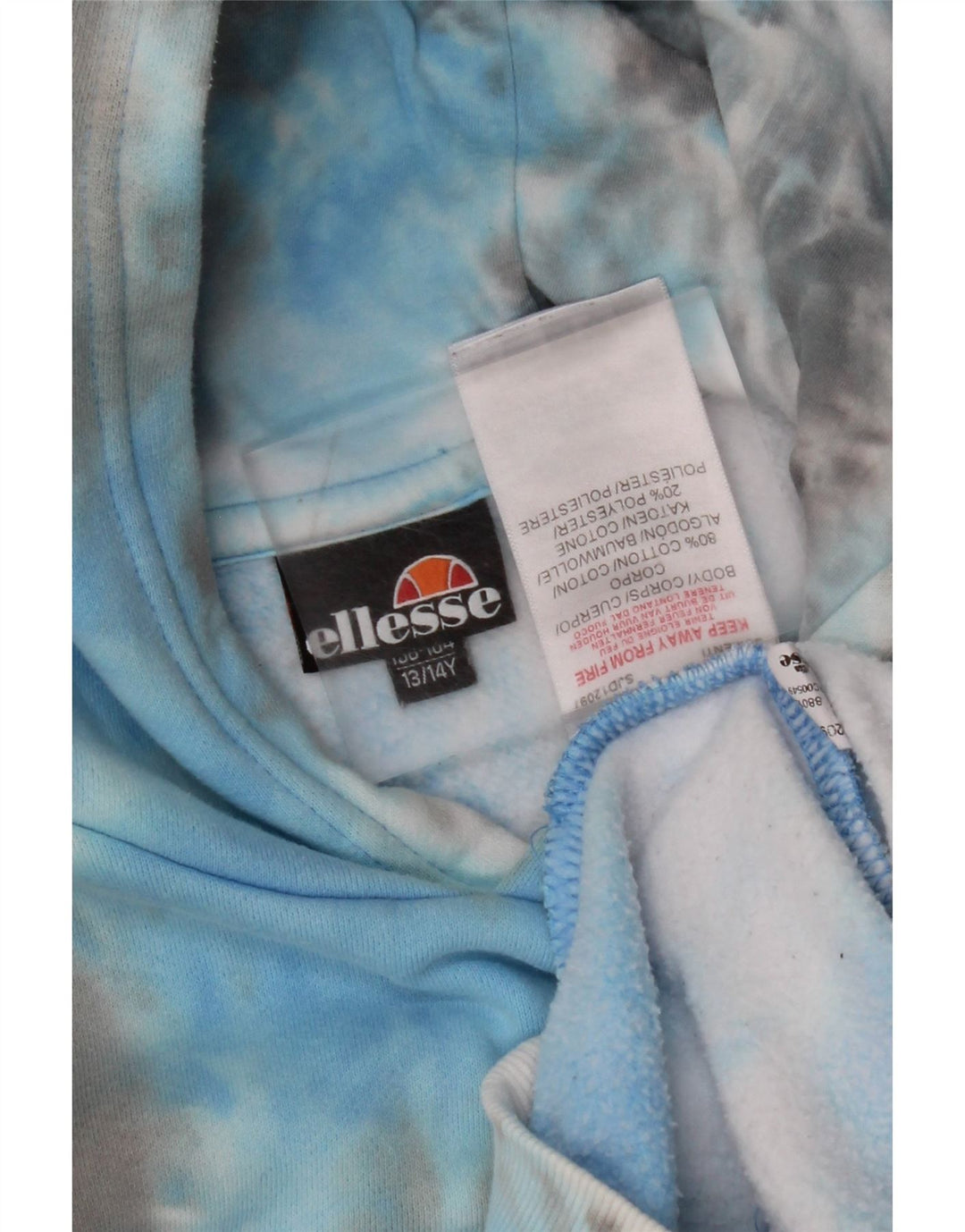 ELLESSE Kapuzenpullover für Jungen, 13–14 Jahre, blaue Batik-Baumwolle