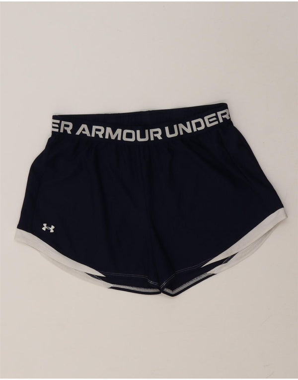 Under Armour Damen Graphic Sport Shorts UK 14 Large Marineblau Farbblock