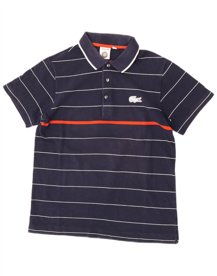 Lacoste Herren-Poloshirt, Größe 3, klein, marineblau, gestreift, Baumwolle