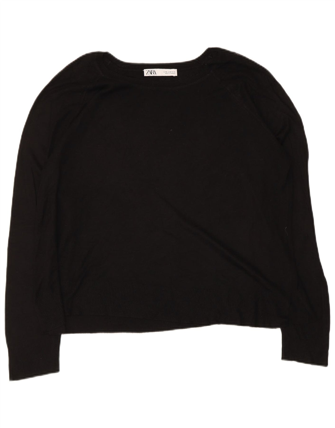 Zara Damen-Pullover mit U-Boot-Ausschnitt, Gr. 14, mittelschwarz