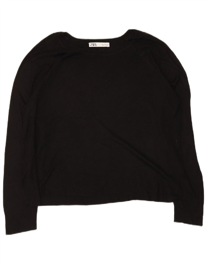 Zara Damen-Pullover mit U-Boot-Ausschnitt, Gr. 14, mittelschwarz