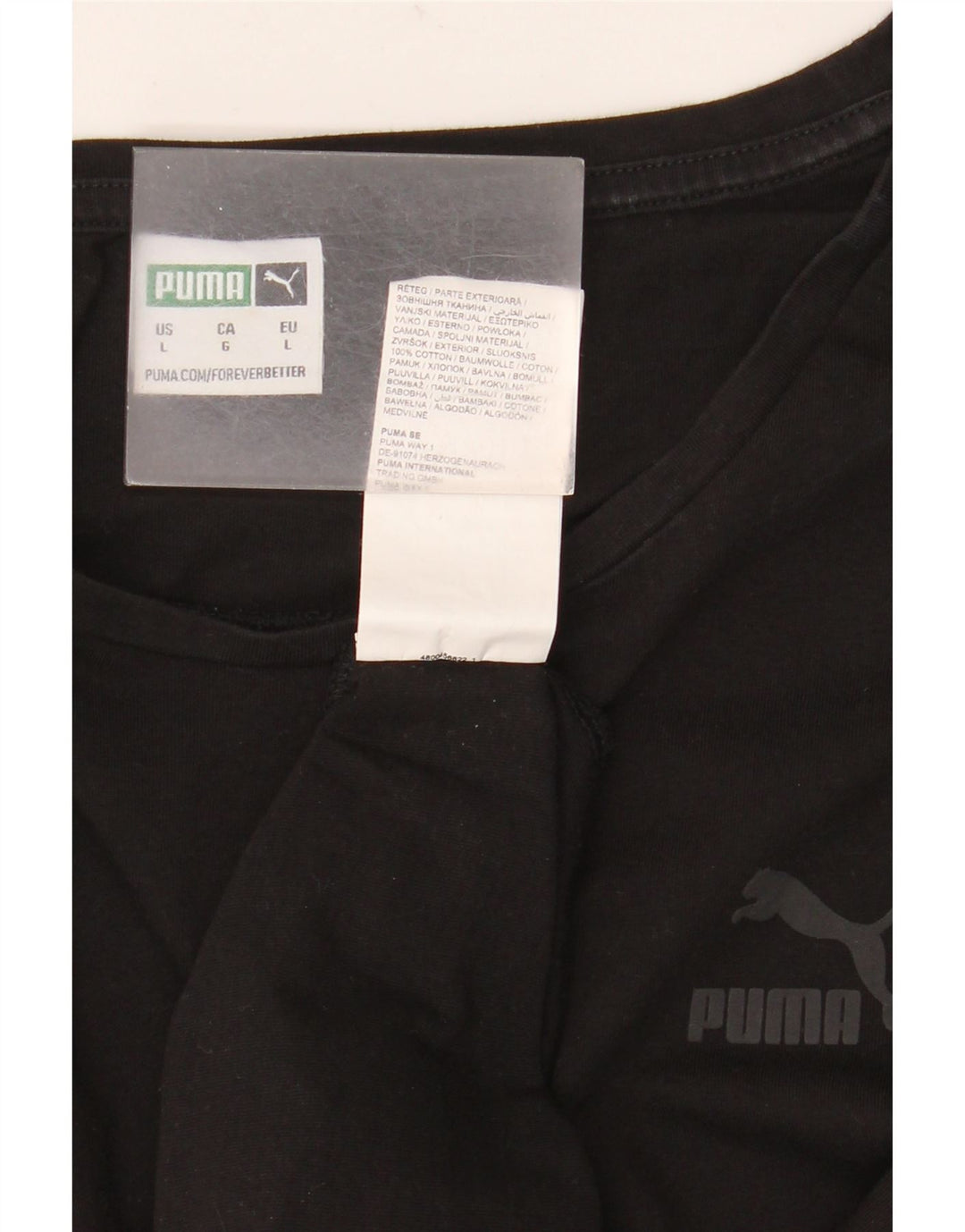 Puma Herren T-Shirt Top Large Schwarz Baumwolle