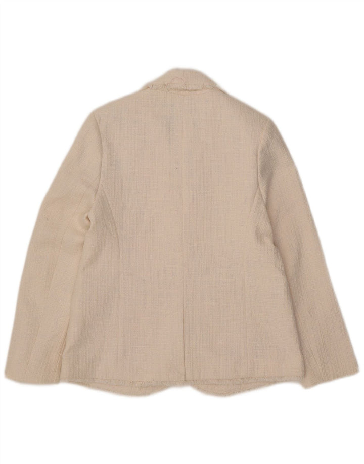 John Lewis Damen-Blazerjacke mit 1 Knopf, UK 10, Größe S, weiße Baumwolle